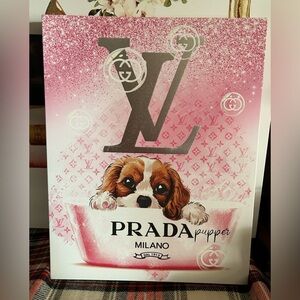 💕 New 💕 Prada Pink Puppy Art Canvas 💕